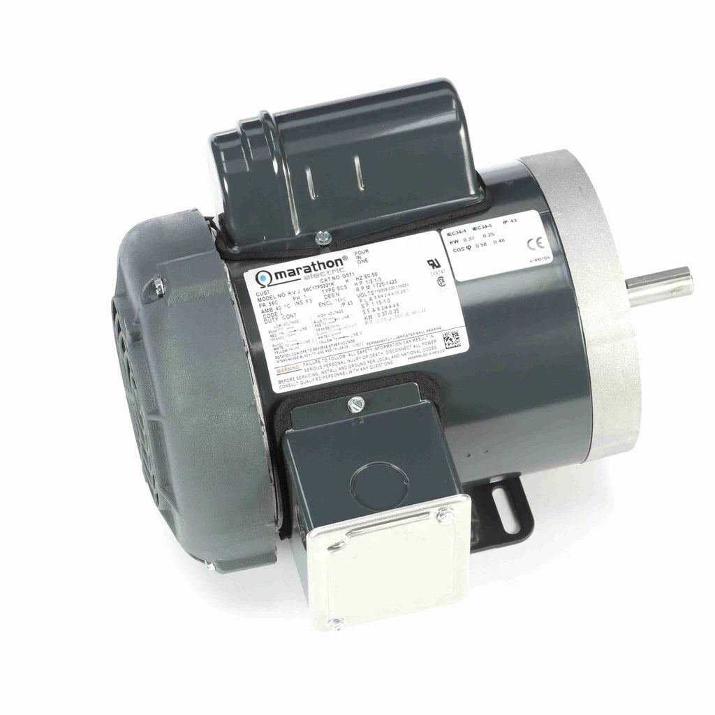 Marathon G571 TEFC Electric Motor 1/2HP 1725RPM 1Ph 115/208-230V 56HC
